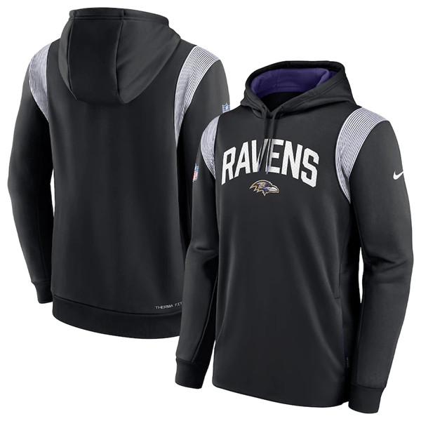 Men's Baltimore Ravens Black Sideline Stack Performance Pullover Hoodie 002 Men's Baltimore Ravens Black Sideline Stack Performance Pullover Hoodie 002